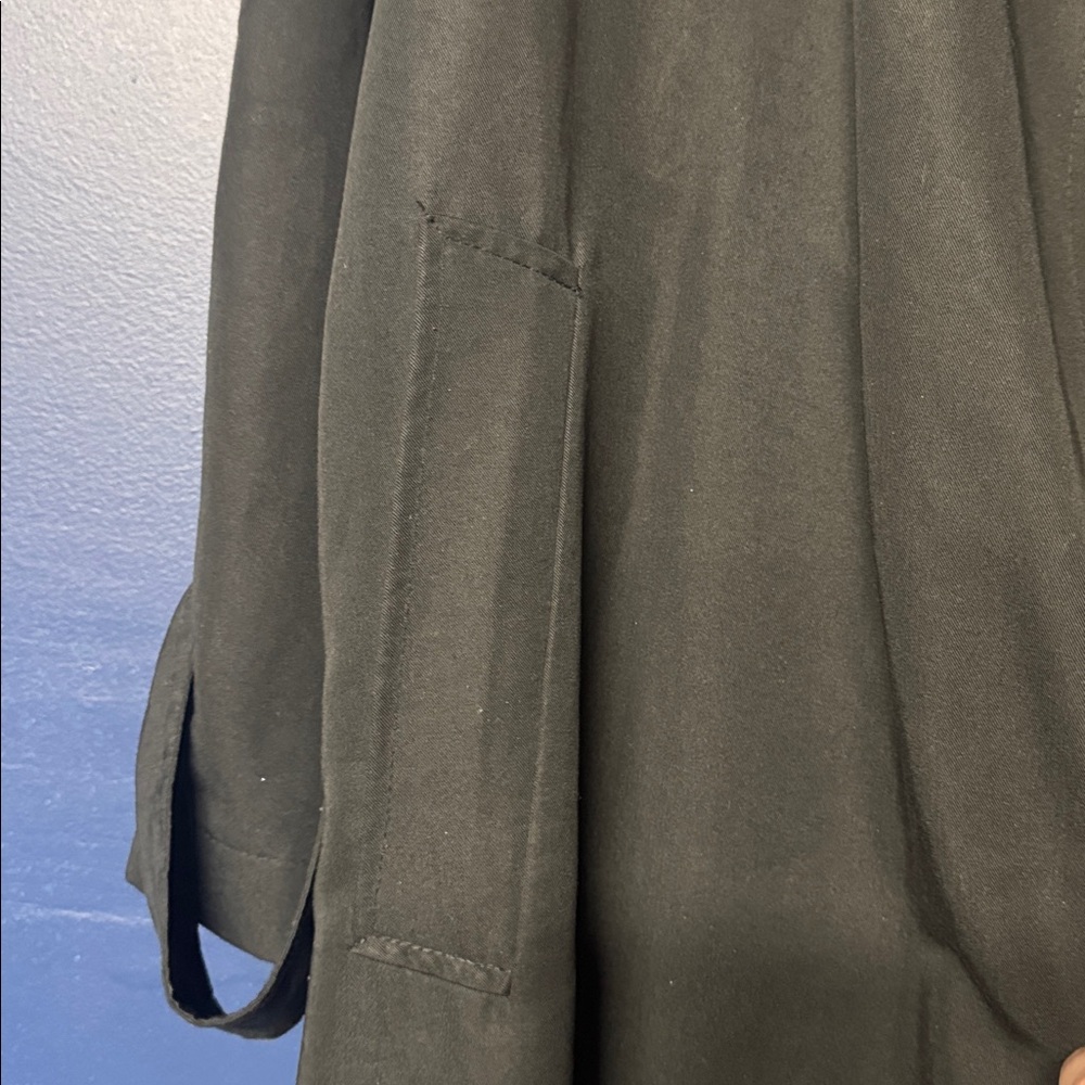 ZARA Black Soft Trench Coat with Pockets Size Large - Picture 4 of 6